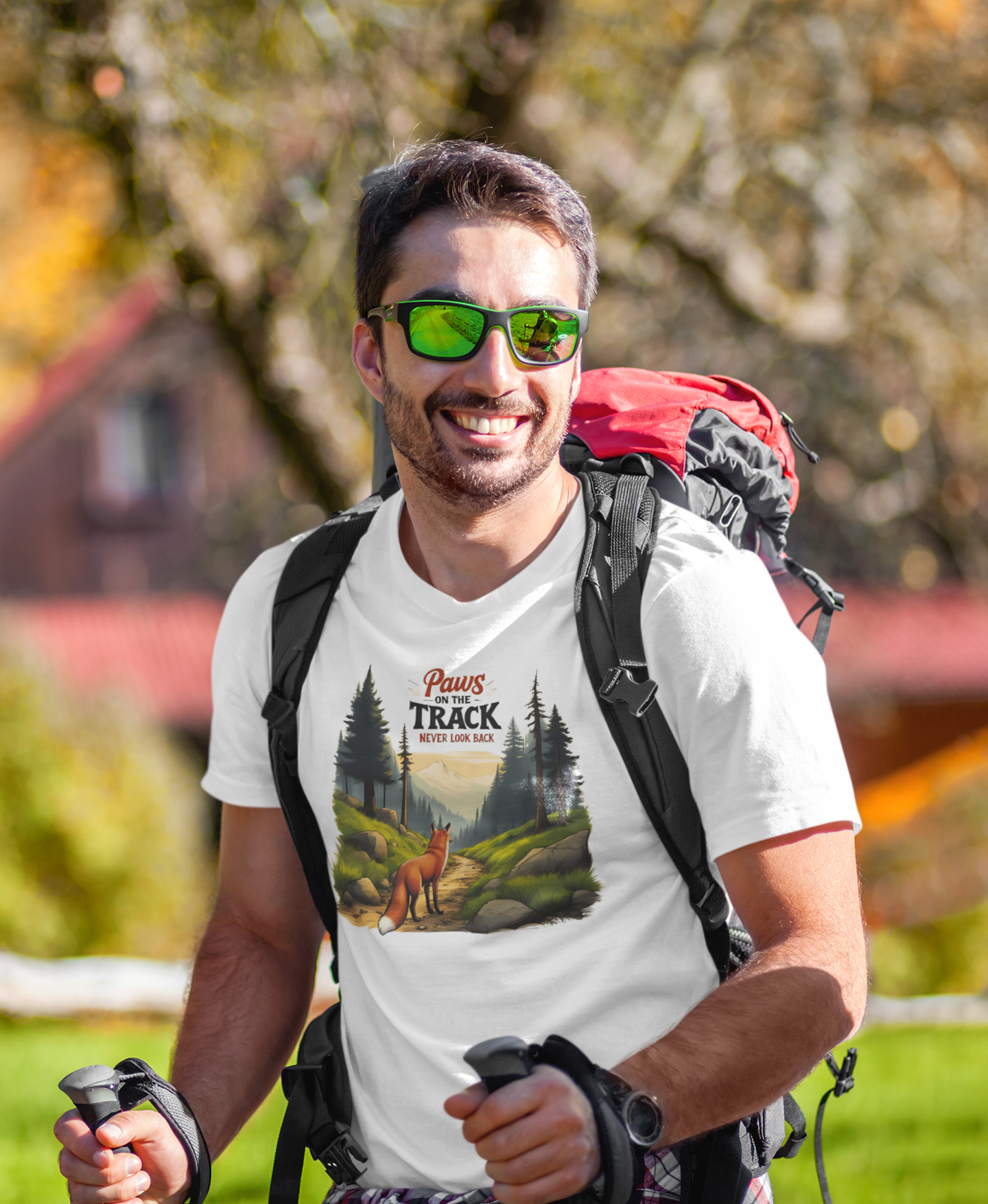 Fox Graphic Tee – Paws on the Track Never look Back (Unisex T-Shirt)